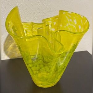 Midcentury Modern Vibrant Yellow Handkerchief Vase